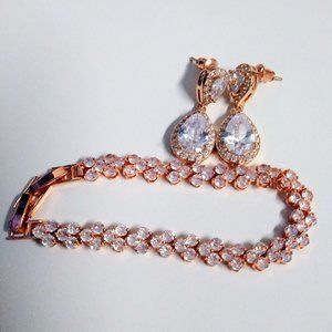 Rose Gold bracelet & earings